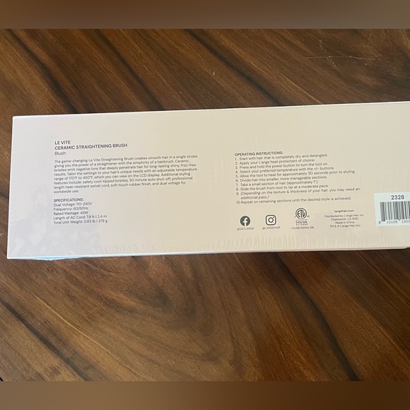 L’ange Le Vite Ceramic Straightening Brush. NEW - Picture 3 of 5